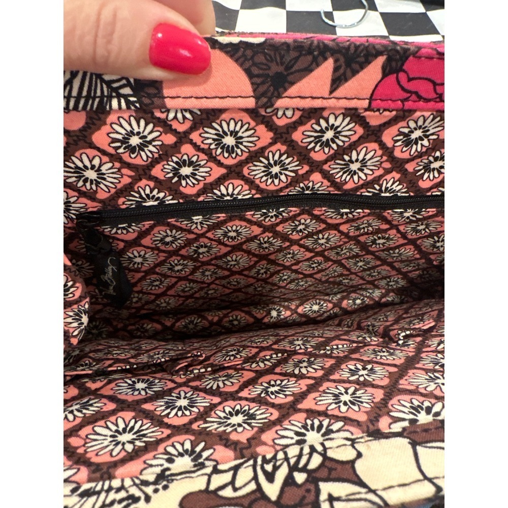 Vera Bradley Quilted Floral  Mocha Rouge Shoulder Bag Pink Brown Cream purse - Picture 6 of 9